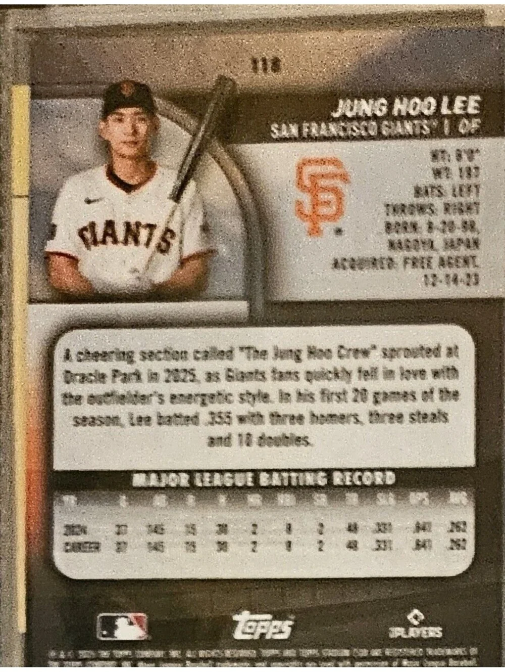 Jung Hoo Lee - 2025 Topps MLB Stadium Club - #118 - Giants